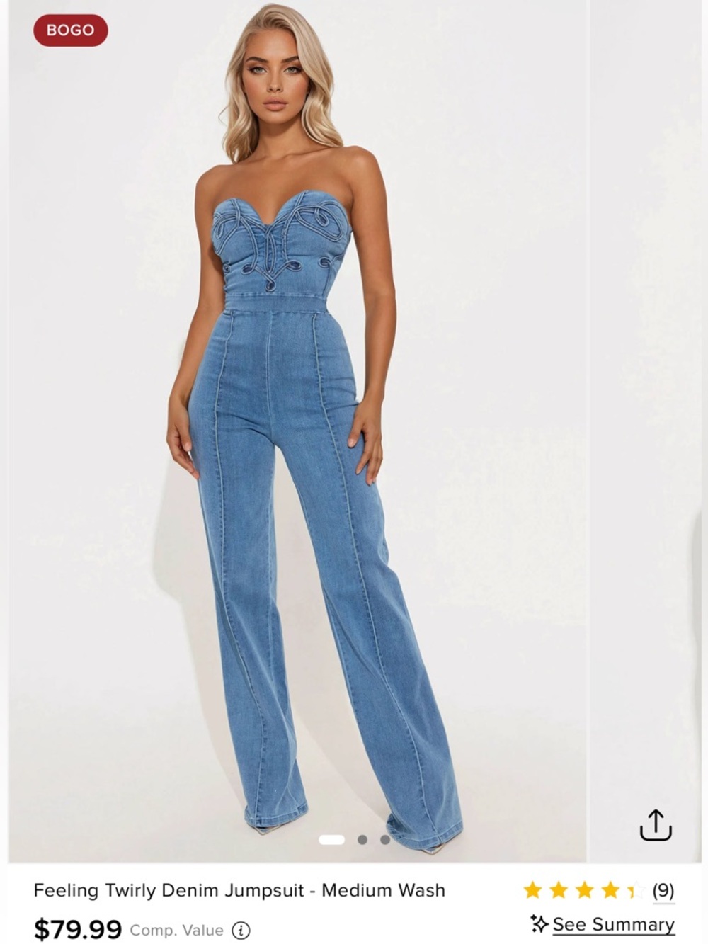 Fashion Nova Western Denim Jumpsuit
